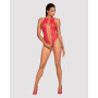 Ажурний бодістокінг із ефектом шнурівки Obsessive B120 teddy red S/M/L, червоний (м'ята упаковка!!!)