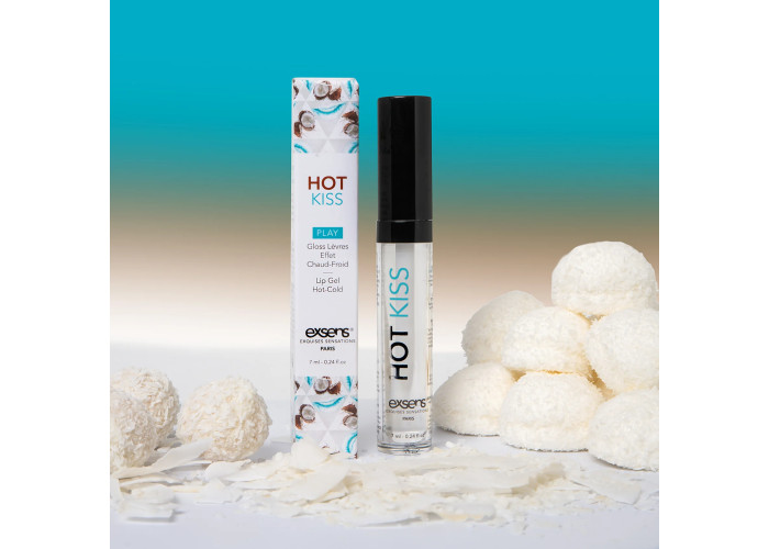 Стимулювальний блиск для губ EXSENS Coconut Hot Kiss 7 мл, зігріває та охолоджує Стимулювальний блиск для губ EXSENS Coconut Hot Kiss 7 мл, зігріває та охолоджує