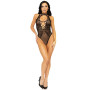 Leg Avenue Net and lace halter bodysuit OS Black