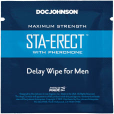 Пролонгуюча серветка Doc Johnson Sta-Erect Delay Wipe For Men з феромонами Пролонгуюча серветка Doc Johnson Sta-Erect Delay Wipe For Men з феромонами