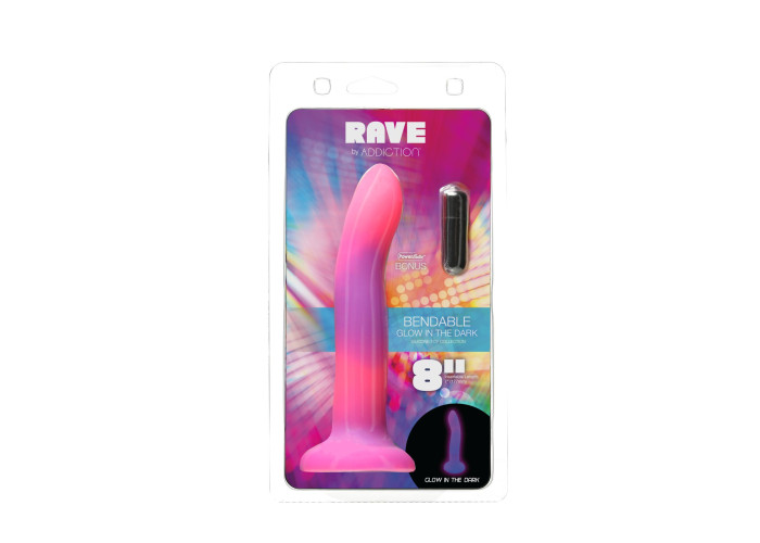 Фалоімітатор, що світиться в темряві, ADDICTION Rave 8″, Glow in the Dark Dildo Pink Purple, 20,3 см Фалоімітатор, що світиться в темряві, ADDICTION Rave 8″, Glow in the Dark Dildo Pink Purple, 20,3 см