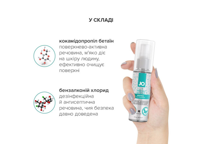 Засіб для чищення JO Fresh Scent Misting Toy Cleaner (60 мл) з ароматом свіжості Засіб для чищення JO Fresh Scent Misting Toy Cleaner (60 мл) з ароматом свіжості