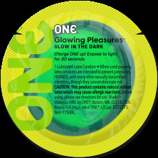 Презерватив ONE Glowing Pleasures, 1 шт, світиться в темряві, зі змазкою Презерватив ONE Glowing Pleasures, 1 шт, світиться в темряві, зі змазкою