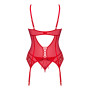 Комплект корсет та стрінги Obsessive Ingridia corset & thong XL/2XL, червоний