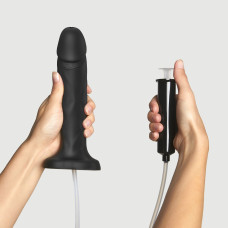 Фалоімітатор, що кінчає Strap-On-Me Squirting Cum Dildo Realistic Black, діам. 3,9 см, силікон Фалоімітатор, що кінчає Strap-On-Me Squirting Cum Dildo Realistic Black, діам. 3,9 см, силікон