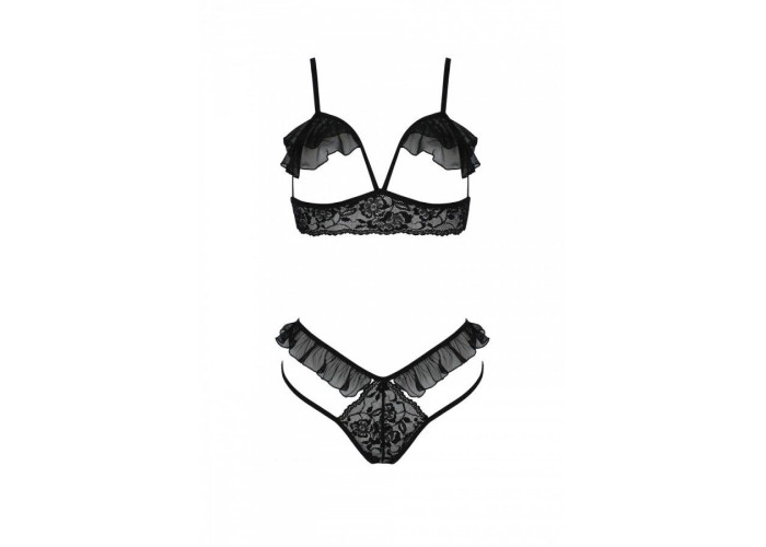 Еротичний комплект Passion DOLLY SET, XXL/XXXL, black, з відкритими чашками Еротичний комплект Passion DOLLY SET, XXL/XXXL, black, з відкритими чашками