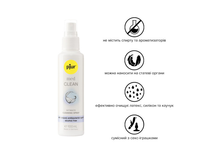 Очищувальний спрей pjur med CLEAN 100 мл для ніжної шкіри та іграшок, антибактеріальний Очищувальний спрей pjur med CLEAN 100 мл для ніжної шкіри та іграшок, антибактеріальний