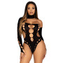 Безшовне боді на одне плече Leg Avenue Seamless thong back bodysuit, One Size, чорне