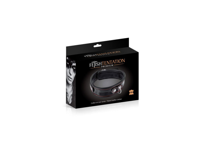 Нашийник з натуральної шкіри Fetish Tentation Premium Patent leathe chocker Нашийник з натуральної шкіри Fetish Tentation Premium Patent leathe chocker