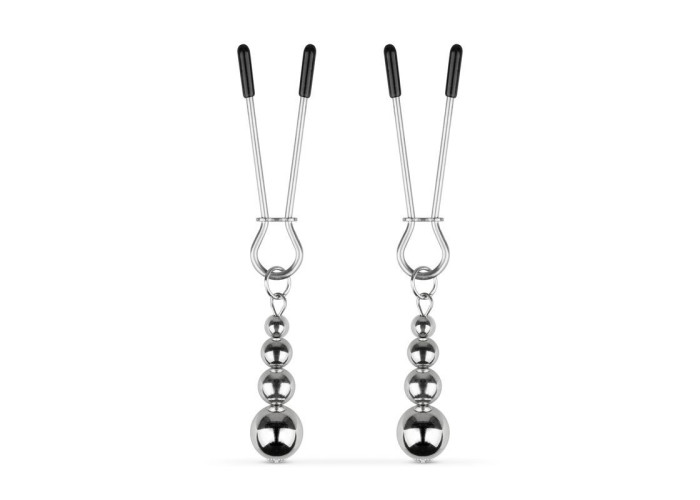 Затискачі для сосків Bedroom Fantasies: Nipple Clamps with Beaded Chain - Silver Затискачі для сосків Bedroom Fantasies: Nipple Clamps with Beaded Chain - Silver