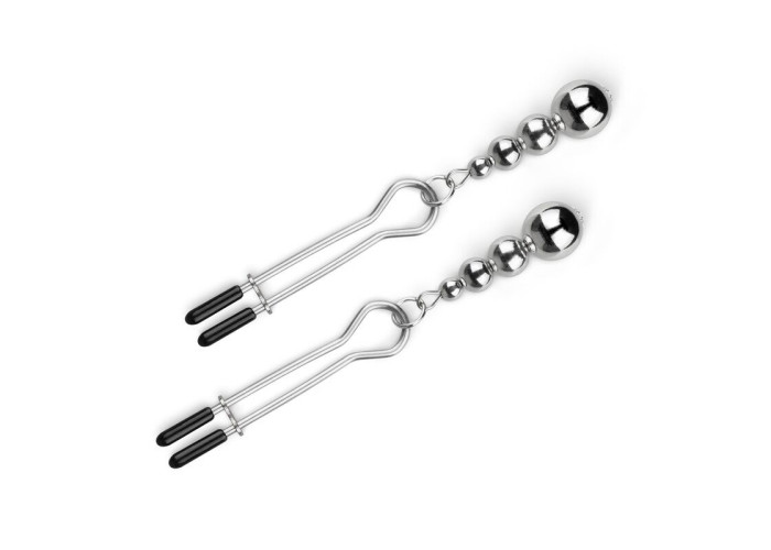 Затискачі для сосків Bedroom Fantasies: Nipple Clamps with Beaded Chain - Silver Затискачі для сосків Bedroom Fantasies: Nipple Clamps with Beaded Chain - Silver