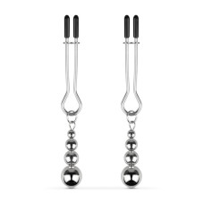 Затискачі для сосків Bedroom Fantasies: Nipple Clamps with Beaded Chain - Silver Затискачі для сосків Bedroom Fantasies: Nipple Clamps with Beaded Chain - Silver