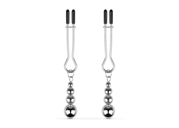 Затискачі для сосків Bedroom Fantasies: Nipple Clamps with Beaded Chain - Silver Затискачі для сосків Bedroom Fantasies: Nipple Clamps with Beaded Chain - Silver