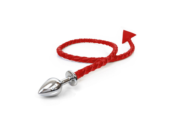 Металева анальна пробка M з диявольським хвостом Art of Sex - Succubus, екошкіра, червоний Металева анальна пробка M з диявольським хвостом Art of Sex - Succubus, екошкіра, червоний