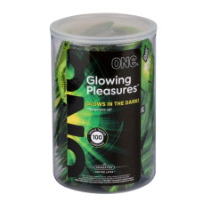 Набір презервативів ONE Glowing Pleasures, 100 шт, світяться в темряві Набір презервативів ONE Glowing Pleasures, 100 шт, світяться в темряві