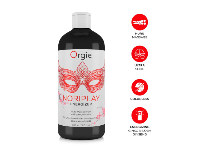 Гель для NURU-масажу Orgie – Noriplay Energizer (500 мл), екстракт гінкго білоба, захисне простирадло Гель для NURU-масажу Orgie – Noriplay Energizer (500 мл), екстракт гінкго білоба, захисне простирадло
