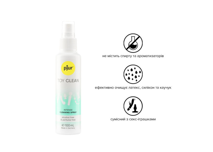 Антибактеріальний спрей для секс-іграшок pjur Toy Clean 100 мл без спирту, делікатний Антибактеріальний спрей для секс-іграшок pjur Toy Clean 100 мл без спирту, делікатний