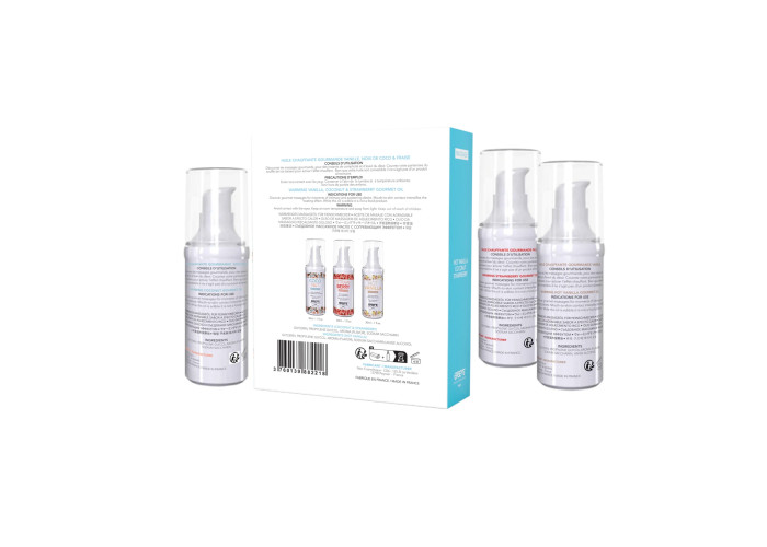 Набір розігрівальних  масажних олій EXSENS Lets Travel (3х30 мл): кокос, полуниця і ваніль Набір розігрівальних  масажних олій EXSENS Lets Travel (3х30 мл): кокос, полуниця і ваніль