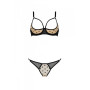 Еротичний комплект Passion MARINA SET WITH OPEN BRA, S/M, beige, відкриті чашки