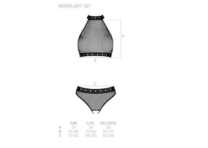 Білизна з відкритим доступом Passion MOONLIGHT SET L/XL black топ, стрінги Білизна з відкритим доступом Passion MOONLIGHT SET L/XL black топ, стрінги