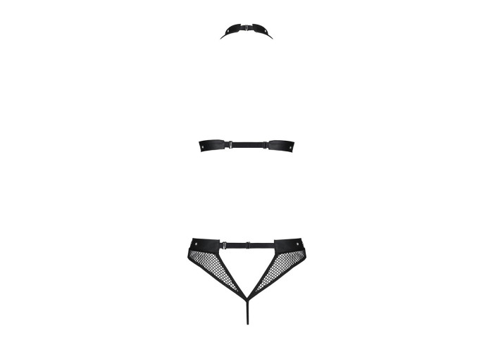 Білизна з відкритим доступом Passion MOONLIGHT SET L/XL black топ, стрінги Білизна з відкритим доступом Passion MOONLIGHT SET L/XL black топ, стрінги