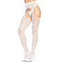 Ажурні колготки із сердечками Leg Avenue Heart White, one size, імітація панчіх