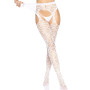 Ажурні колготки із сердечками Leg Avenue Heart White, one size, імітація панчіх