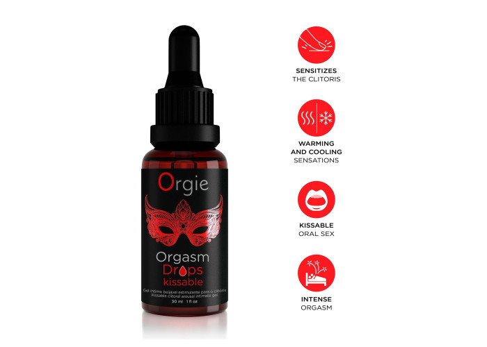 Збуджувальні краплі для клітора Orgie Orgasm Drops Kissable, 30 мл, тепло-холод, смак яблука Збуджувальні краплі для клітора Orgie Orgasm Drops Kissable, 30 мл, тепло-холод, смак яблука