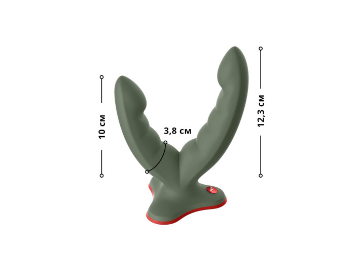 Подвійний фалоімітатор Fun Factory RYDE wild olive, гнучкі стовбури, присоска Подвійний фалоімітатор Fun Factory RYDE wild olive, гнучкі стовбури, присоска