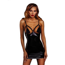 Лакова сукня з пензликами D&A, XS-S, black, обтисла, відкриті груди