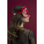 Маска кішечки Feral Feelings - Catwoman Mask, натуральна шкіра, червона