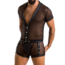 Комплект сітчастої чоловічої білизни Passion 052 SET MICHAEL L/XL black, сорочка, боксери, заклепки Комплект сітчастої чоловічої білизни Passion 052 SET MICHAEL L/XL black, сорочка, боксери, заклепки