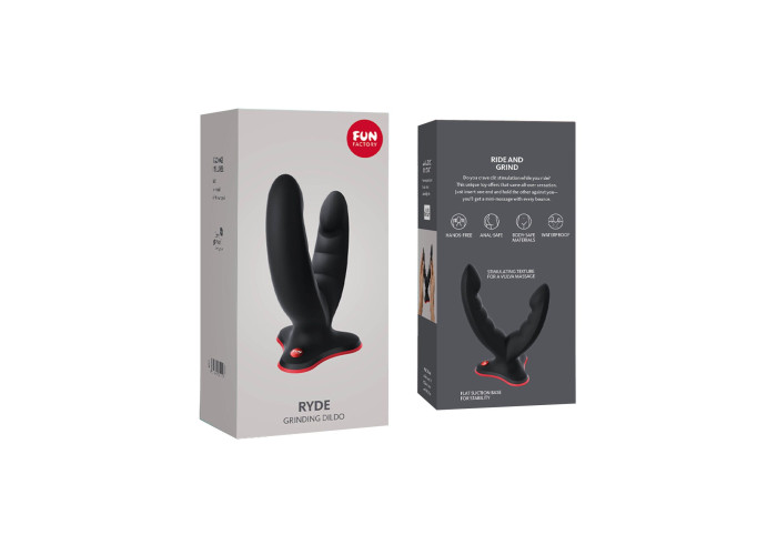 Подвійний фалоімітатор Fun Factory RYDE black, гнучкі стовбури, присоска Подвійний фалоімітатор Fun Factory RYDE black, гнучкі стовбури, присоска