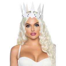 Корона злої королеви Leg Avenue Faux leather spiked crown White, штучна шкіра, заклепки