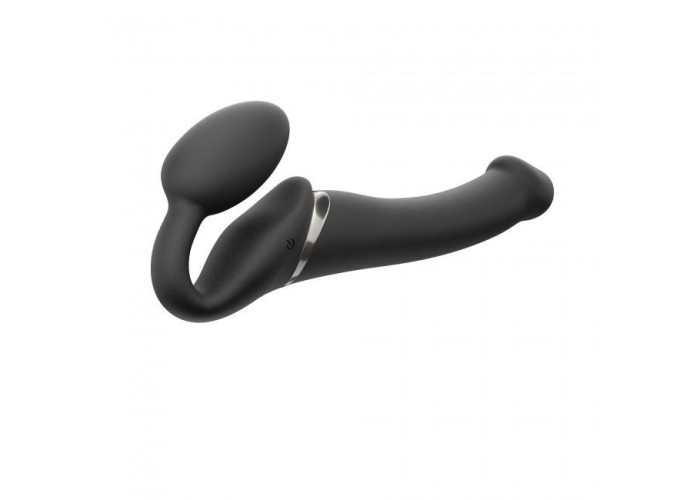 Безремінний страпон з вібрацією Strap-On-Me Vibrating Black M, діаметр 3,8см, пульт ДК, регульований Безремінний страпон з вібрацією Strap-On-Me Vibrating Black M, діаметр 3,8см, пульт ДК, регульований