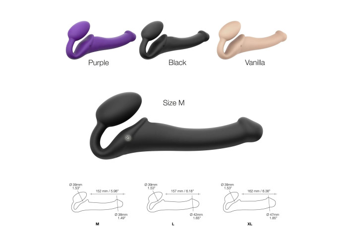 Безремінний страпон з вібрацією Strap-On-Me Vibrating Black M, діаметр 3,8см, пульт ДК, регульований Безремінний страпон з вібрацією Strap-On-Me Vibrating Black M, діаметр 3,8см, пульт ДК, регульований