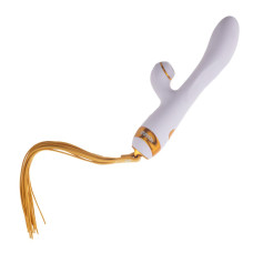 Вібратор-кролик з пульсацією та флогером LOCKINK SEVANDA Whip Vibrating Massage Wand, біло-золотий