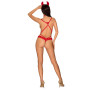 (SALE) Еротичний костюм чортика зі стреп Obsessive Evilia teddy red L/XL, боді, чокер, накладки на соски, о