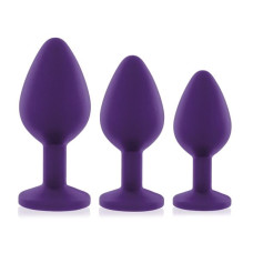 Набір силіконових анальних пробок із кристалом Rianne S: Booty Plug Set Purple, діаметр 3,2см, 3,5см, 4,2см Набір силіконових анальних пробок із кристалом Rianne S: Booty Plug Set Purple, діаметр 3,2см, 3,5см, 4,2см