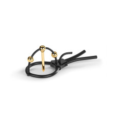 Утяжка для пеніса Mystim Plunging Pete, позолочена, з двома кульками і коротким уретральним зондом Утяжка для пеніса Mystim Plunging Pete, позолочена, з двома кульками і коротким уретральним зондом