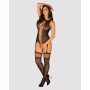 (SALE) Бодістокінг Obsessive Bodystocking F236 S/Ml/L, глибоке декольте, імітація шнурівки