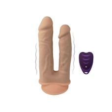 Подвійний фалоімітатор з вібрацією SilexD Double Gusto Vibro Flesh (Model 1 size 8' & 7') + LRS, діаметр 4,5 см та 3,7 см Подвійний фалоімітатор з вібрацією SilexD Double Gusto Vibro Flesh (Model 1 size 8' & 7') + LRS, діаметр 4,5 см та 3,7 см