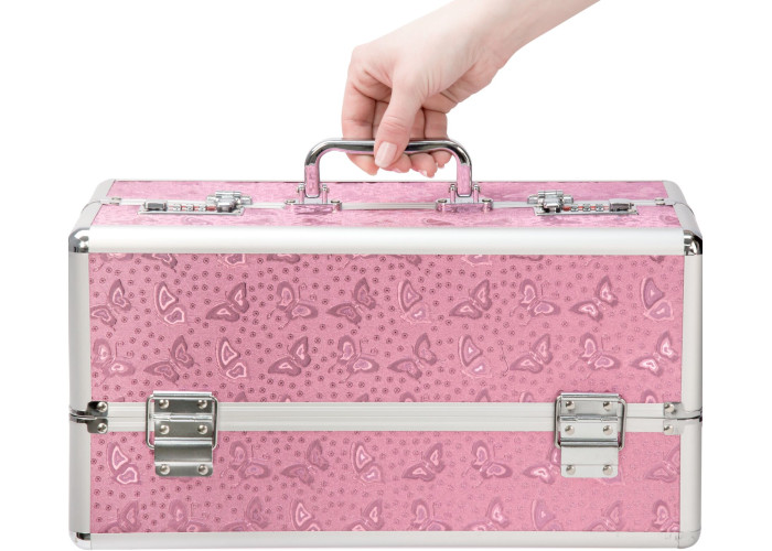 Великий кейс для зберігання секс-іграшок BMS Factory Large Lokable Vibrator Case Pink, кодовий замок Великий кейс для зберігання секс-іграшок BMS Factory Large Lokable Vibrator Case Pink, кодовий замок