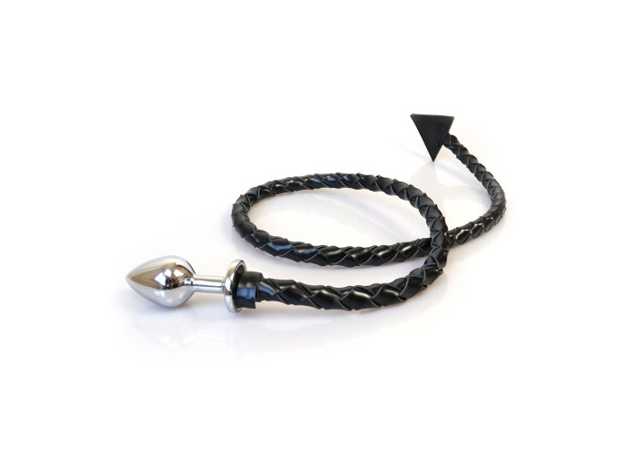 Металева анальна пробка M з диявольським хвостом Art of Sex - Succubus, екошкіра, чорний Металева анальна пробка M з диявольським хвостом Art of Sex - Succubus, екошкіра, чорний