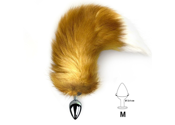 Металева анальна пробка з хвостом із натурального хутра Art of Sex size M Red fox Металева анальна пробка з хвостом із натурального хутра Art of Sex size M Red fox