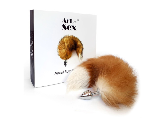 Металева анальна пробка з хвостом із натурального хутра Art of Sex size M Red fox Металева анальна пробка з хвостом із натурального хутра Art of Sex size M Red fox