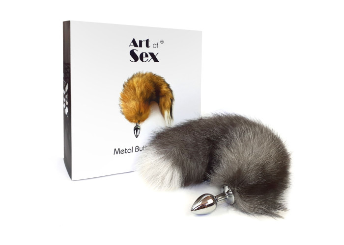 Металева анальна пробка з хвостом із натурального хутра Art of Sex size M Artctic fox Металева анальна пробка з хвостом із натурального хутра Art of Sex size M Artctic fox