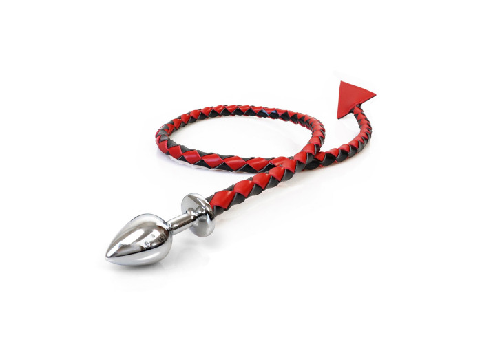 Металева анальна пробка L з диявольським хвостом Art of Sex - Succubus, екошкіра, чорний/червоний Металева анальна пробка L з диявольським хвостом Art of Sex - Succubus, екошкіра, чорний/червоний