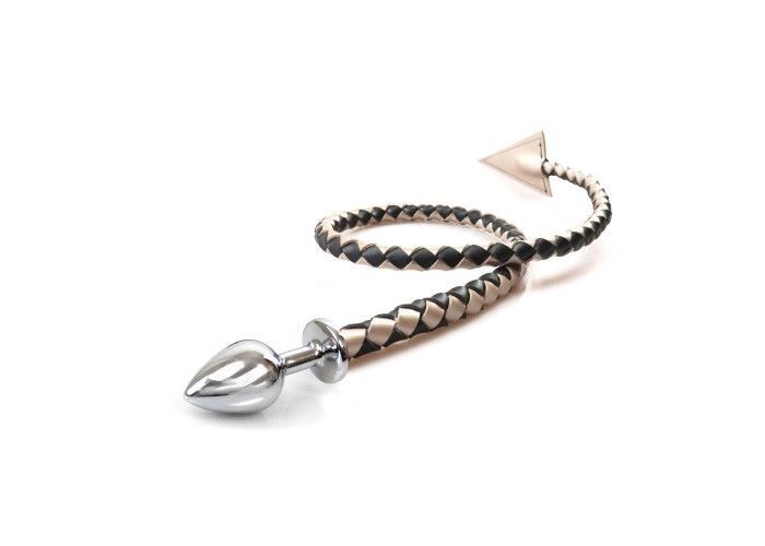 Металева анальна пробка L з диявольським хвостом Art of Sex - Succubus, екошкіра, чорний/золото Металева анальна пробка L з диявольським хвостом Art of Sex - Succubus, екошкіра, чорний/золото