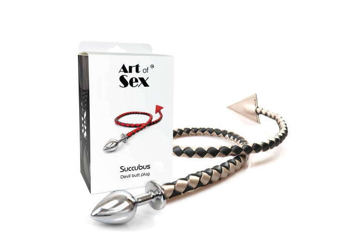 Металева анальна пробка L з диявольським хвостом Art of Sex - Succubus, екошкіра, чорний/золото Металева анальна пробка L з диявольським хвостом Art of Sex - Succubus, екошкіра, чорний/золото